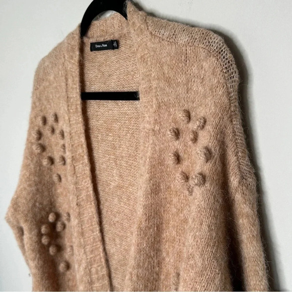 Doe & Rae Tan Neutral Bobble Long Line open‎ front cardigan Size Large Neutral - Picture 7 of 13